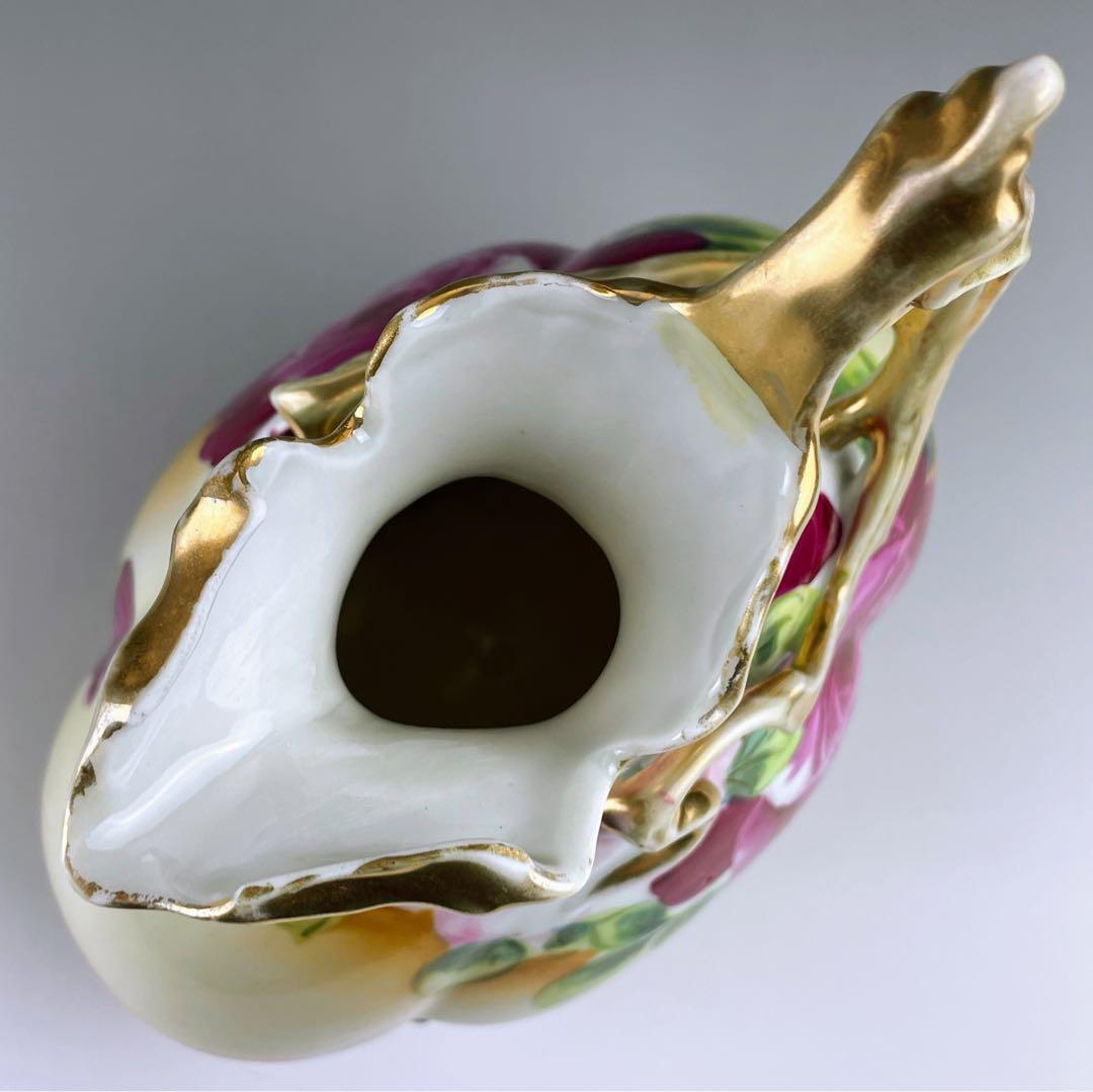 オールドニッポン ２３㎝ アールヌーボー様式 薔薇紋 花瓶 バラ ばら 水差し