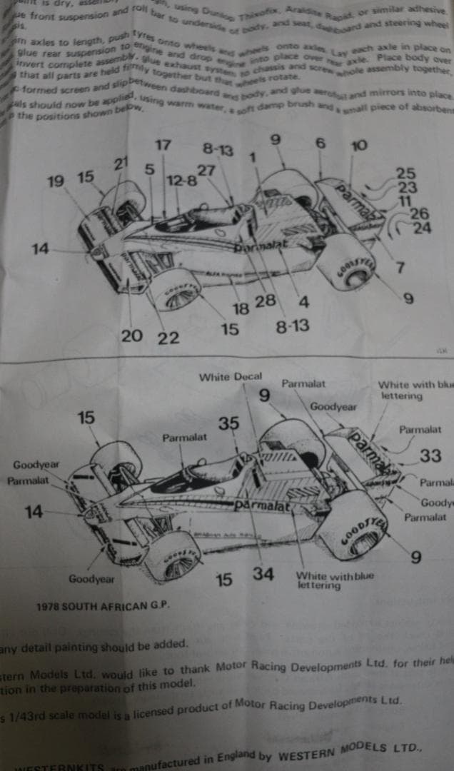 超希少ウェスタンモデル（ＷＭ）製ブラバムＢＴ４６　メタル組立キット　１／４３