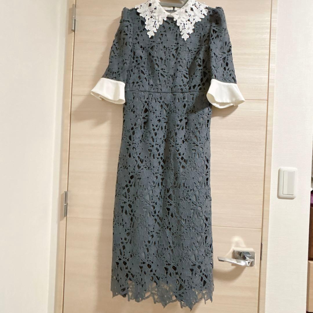 Leja♡ 花柄レースカラースパンコールAラインワンピースドレス