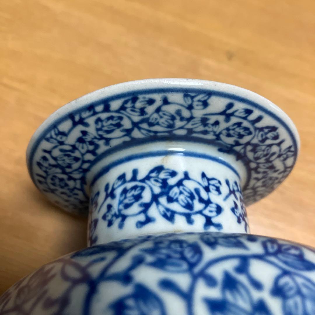 染付花唐草文六角縁高台杯（杯洗？）