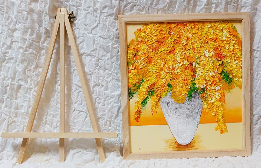 油絵 絵画 ミモザ【色紙】