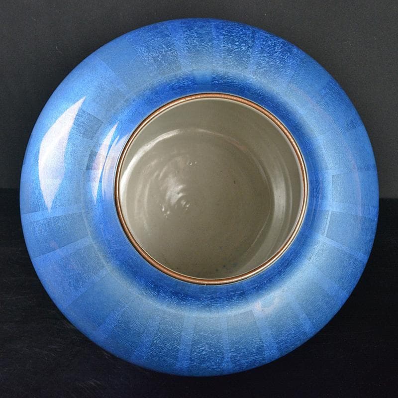 九谷焼　中田一於作　淡青釉裏銀彩　壷　花瓶　M　R6483B