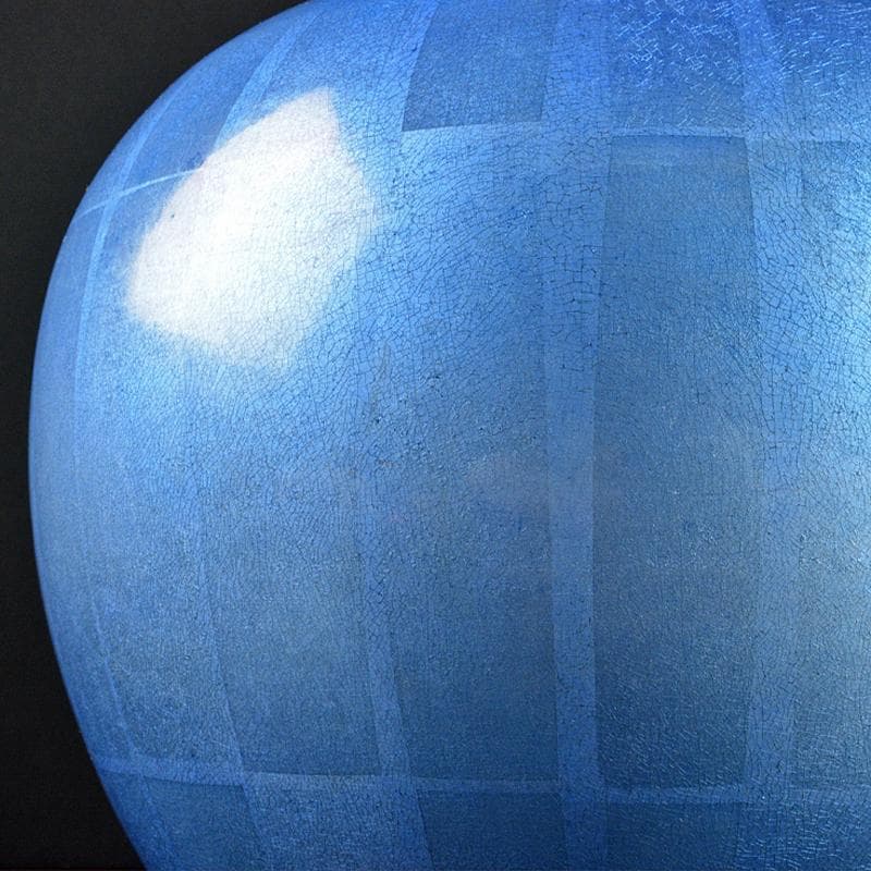 九谷焼　中田一於作　淡青釉裏銀彩　壷　花瓶　M　R6483B