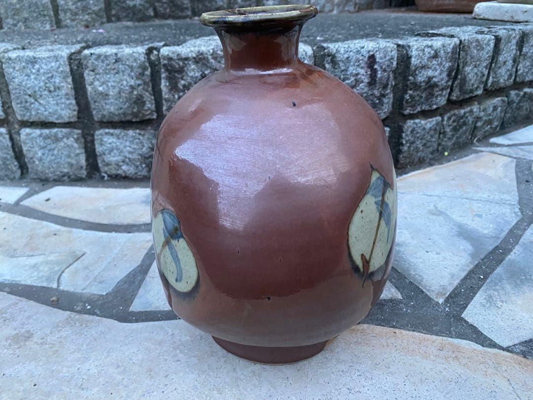 【花瓶】　手描き 花模様が素敵