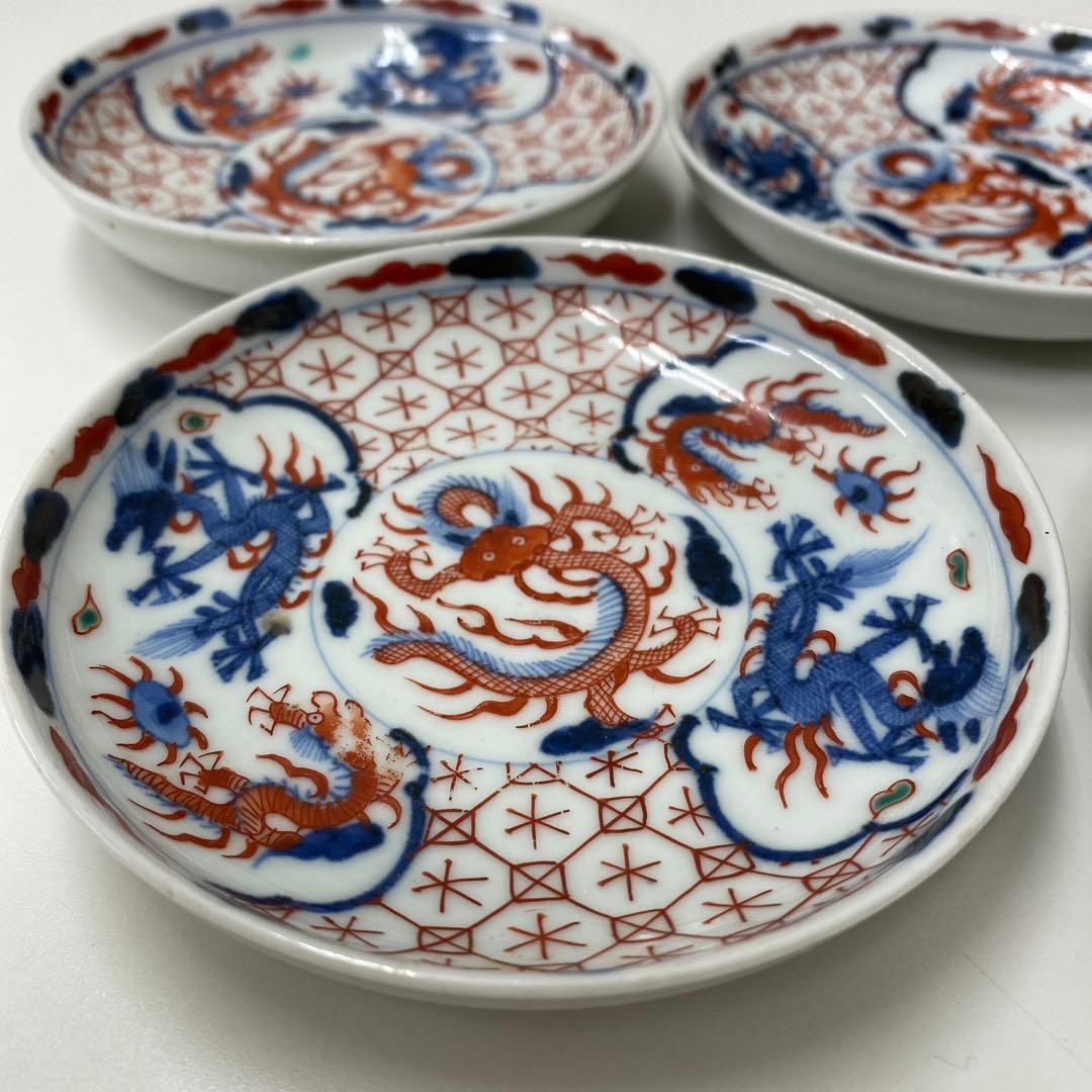 【骨董品】 手描き　色絵　小皿　萬暦年製　アンティーク　5枚皿セット