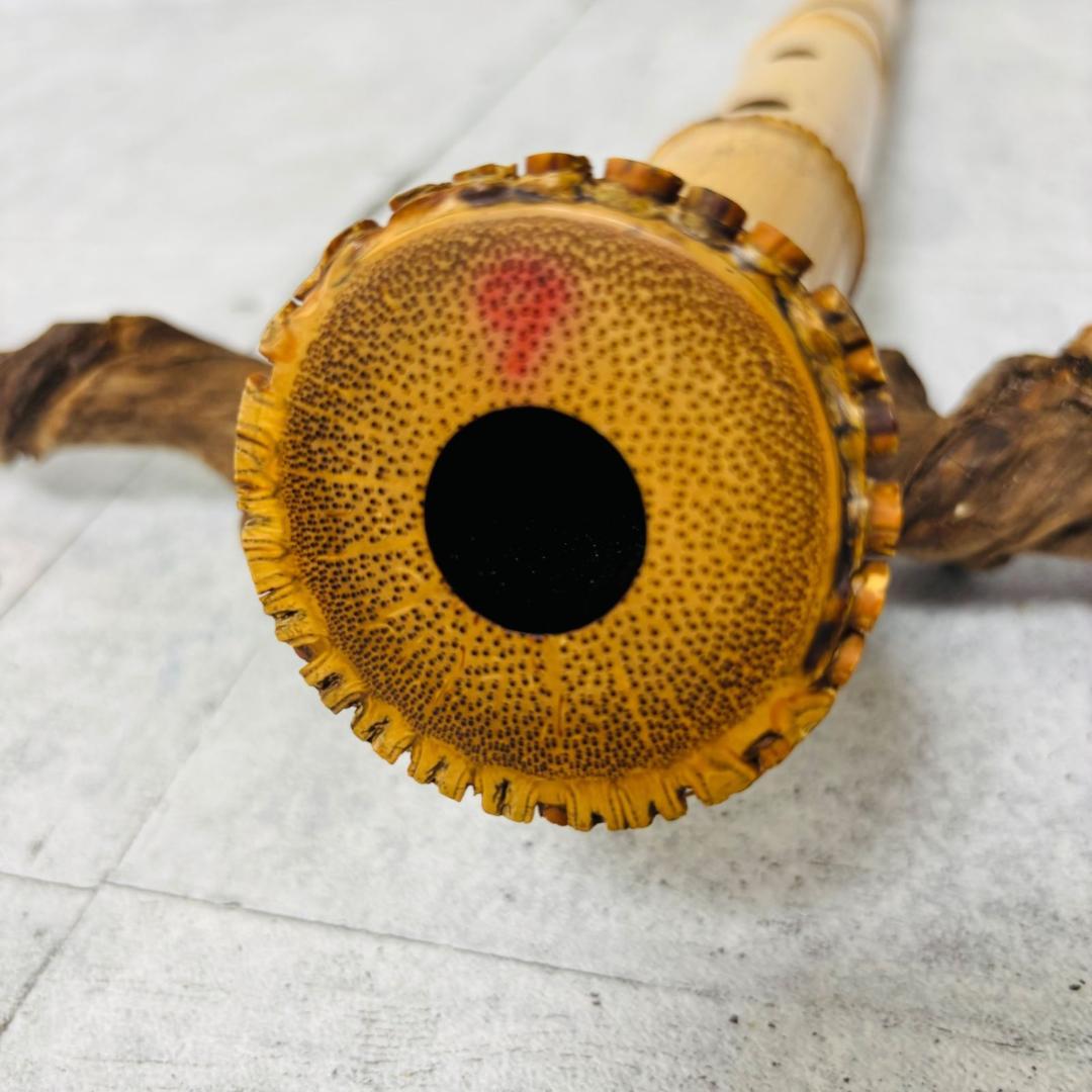 尺八 林山 銘 1.9尺 歌口銀縁 藤巻 銀三線 琴古流 和楽器 笛 虚無僧