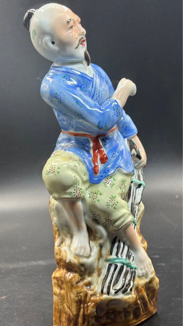 中国美術 中国古玩 色絵陶人形 陶器人形 高さ25cm 置物 オブジェ 古董品