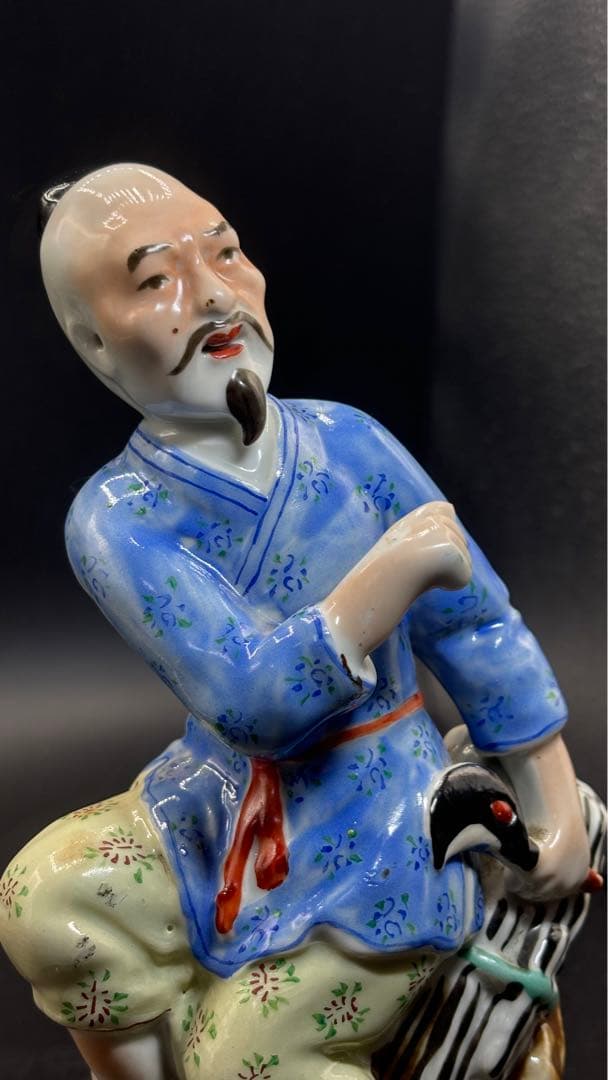 中国美術 中国古玩 色絵陶人形 陶器人形 高さ25cm 置物 オブジェ 古董品