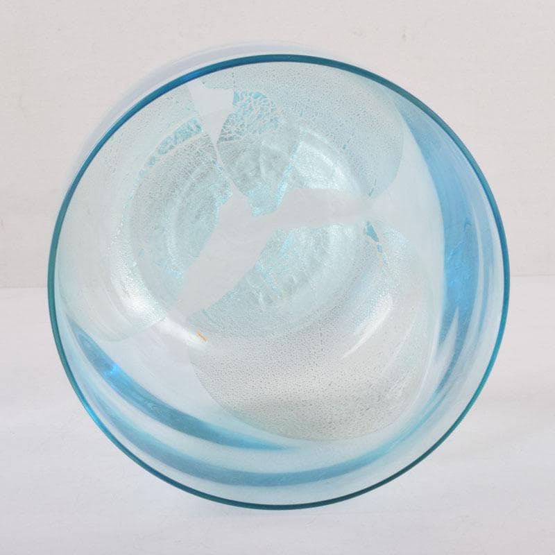 茶道具　水崎長寿作　義山　切箔　水色　水指　蓋裏波車蒔絵　共箱　V　8380