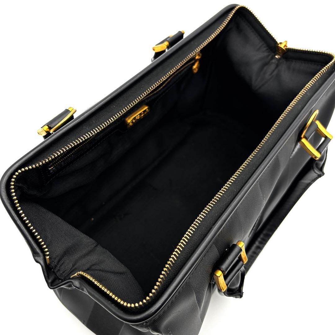 【未使用級】フェンディ ペカン ミニボストン 2way ナイロン レザー 黒