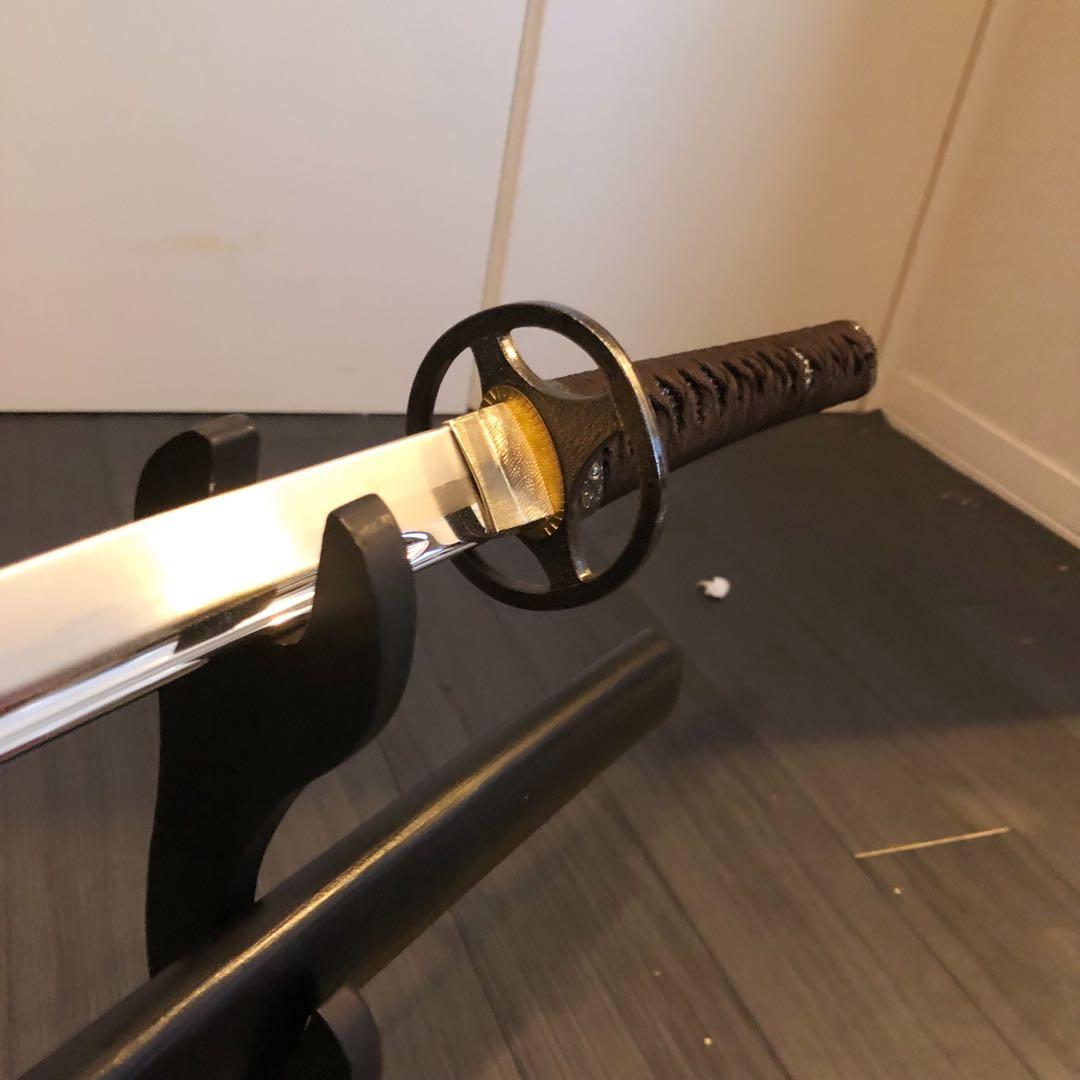 高級模造刀　高級居合刀　樋入り刀身　優波紋　亜合金刀身　名刀　居合刀　茶拵え