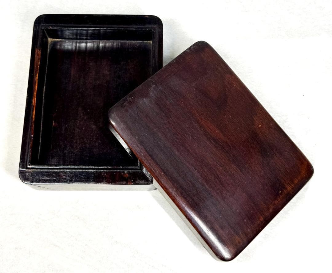 清時代 五彩龍鳳凰文皿 灰皿 乾隆年製? 唐木紫檀喫煙具セット WWWT109