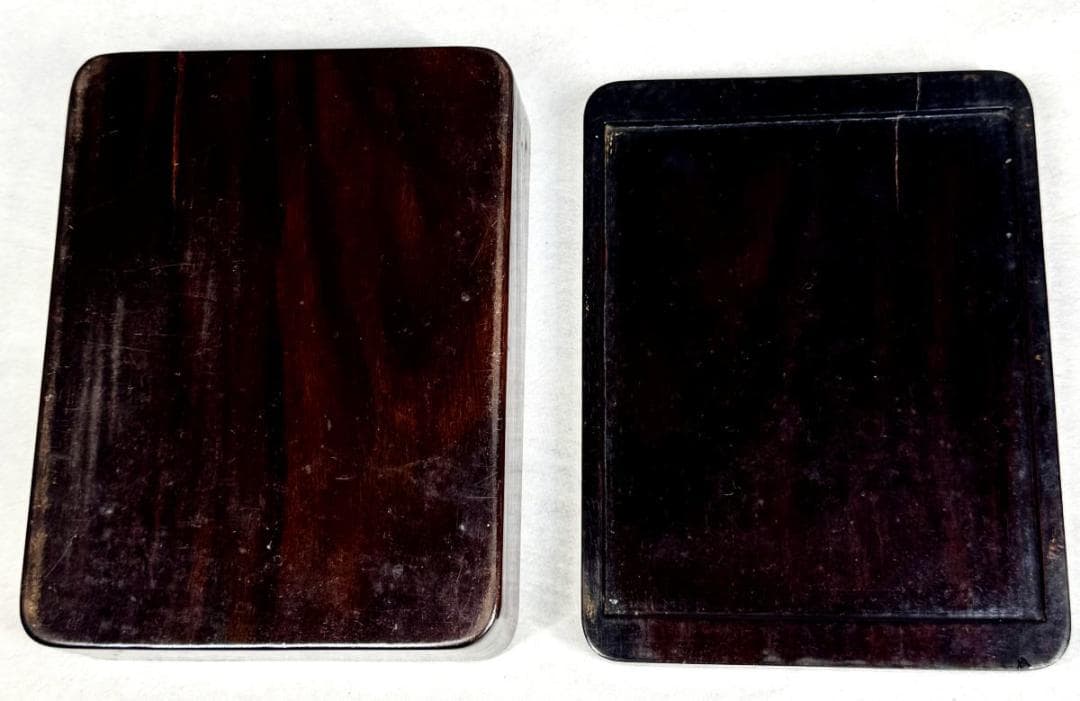 清時代 五彩龍鳳凰文皿 灰皿 乾隆年製? 唐木紫檀喫煙具セット WWWT109