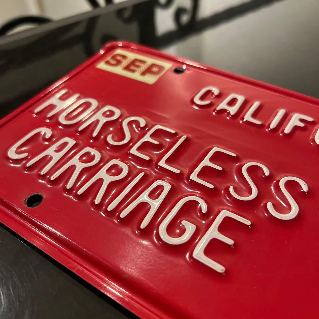 【激レア】ライセンスプレート【赤】カリフォルニアHORSELESS