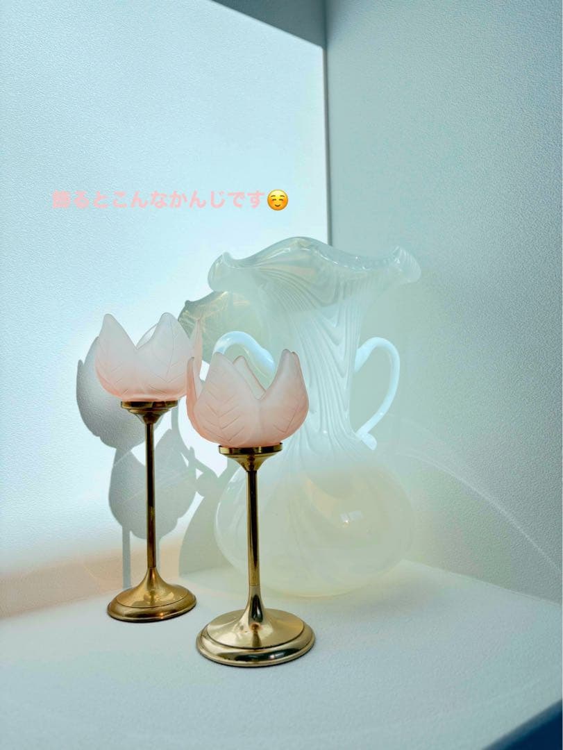 チューリップ型ガラススタンドランプ　キャンドルホルダー　フラワーベース