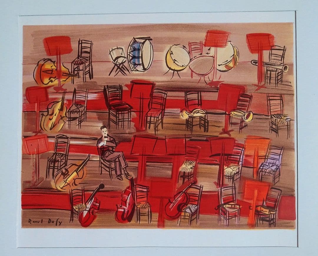 Fラウル・デュフィのリトグラフ　「L 'Entracte」 楽譜付き