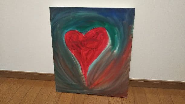 油絵 悩みハート【送料無料】値下げしました。