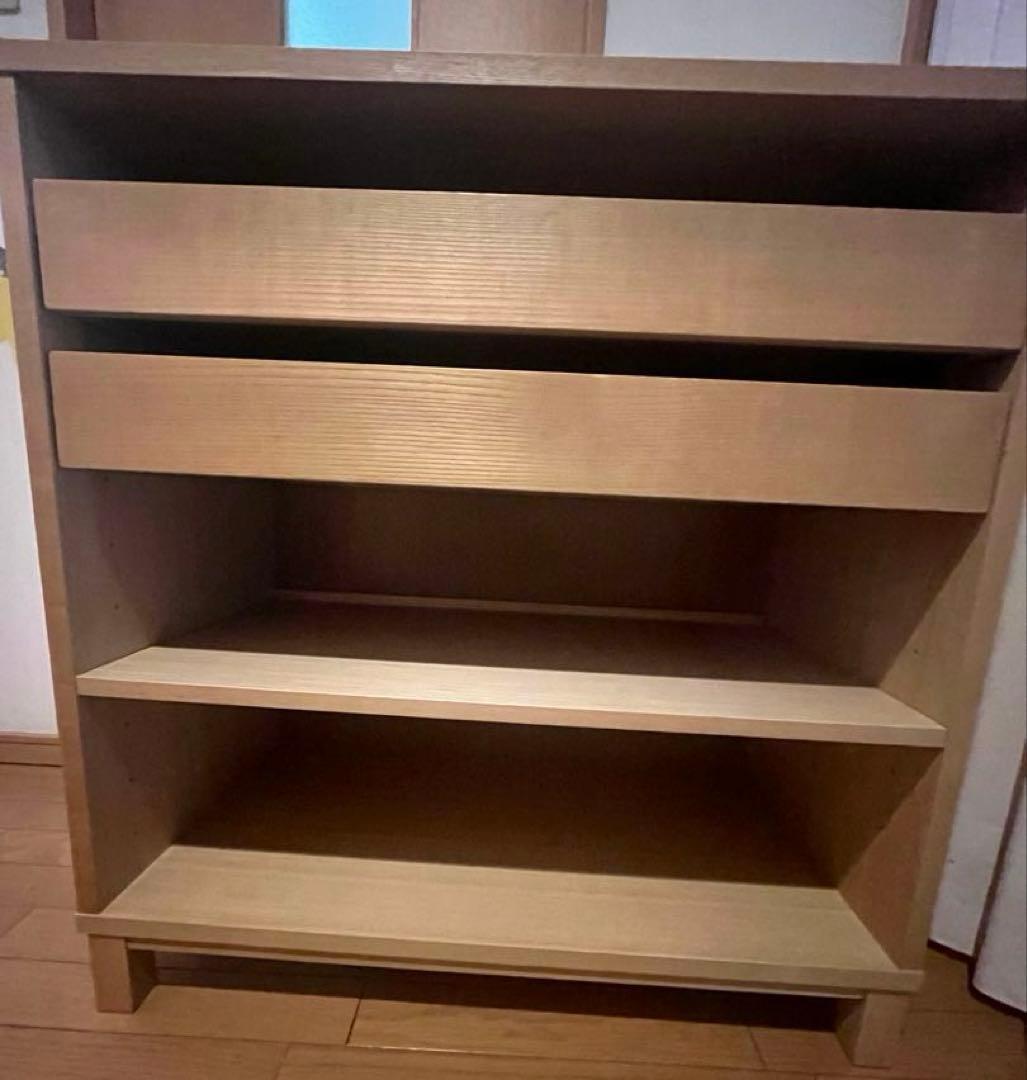 組み合わせて使える木製収納・ロータイプ 引出 2段 奥行４０ｃｍ