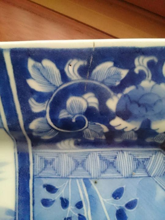 古伊万里　染付　角皿　江戸後期