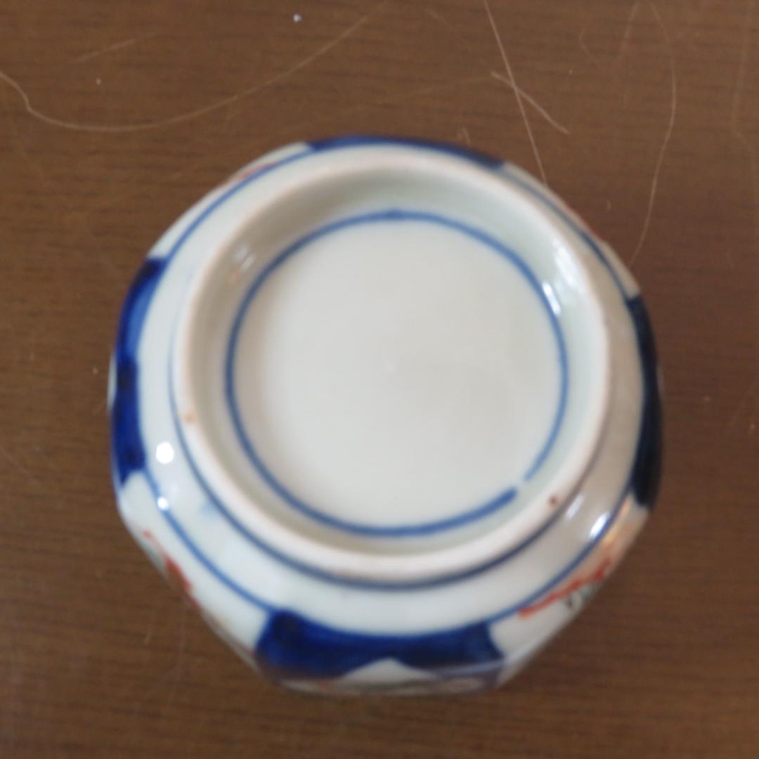 小鉢 向付 染付 色絵付け 江戸 明治 松竹梅 蝶 八角鉢 5客 美品