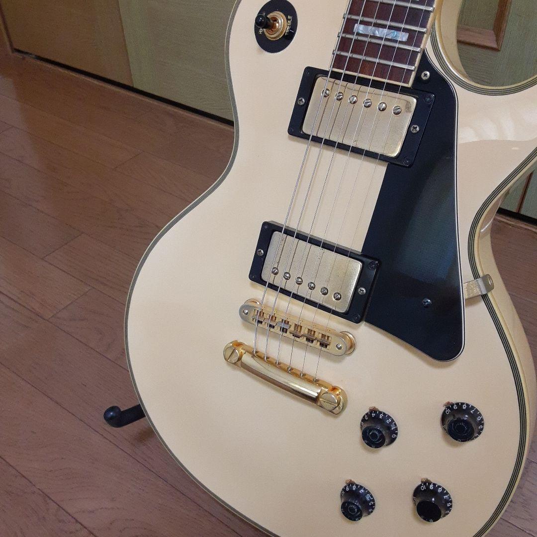 渋色　Burny レスポールエレキギター アイボリー　タッチペンあり