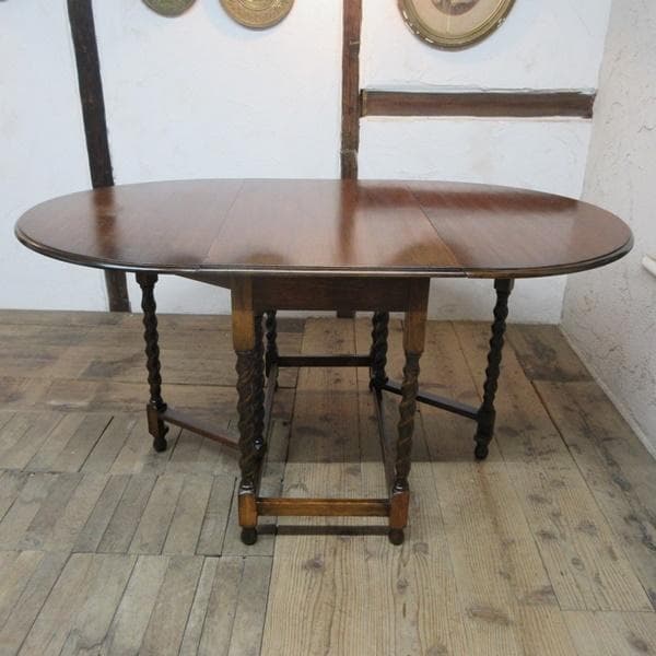 イギリス製 アンティーク 家具 ゲートレッグテーブル ツイスト 英国 6976d
