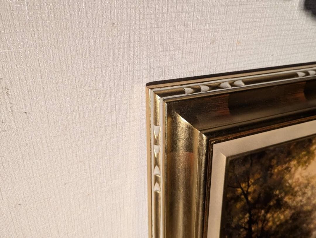 【真作】絵画　鈴木政輝　油彩8号　静かな水辺　運輸大臣賞　箱・黄袋入　T156