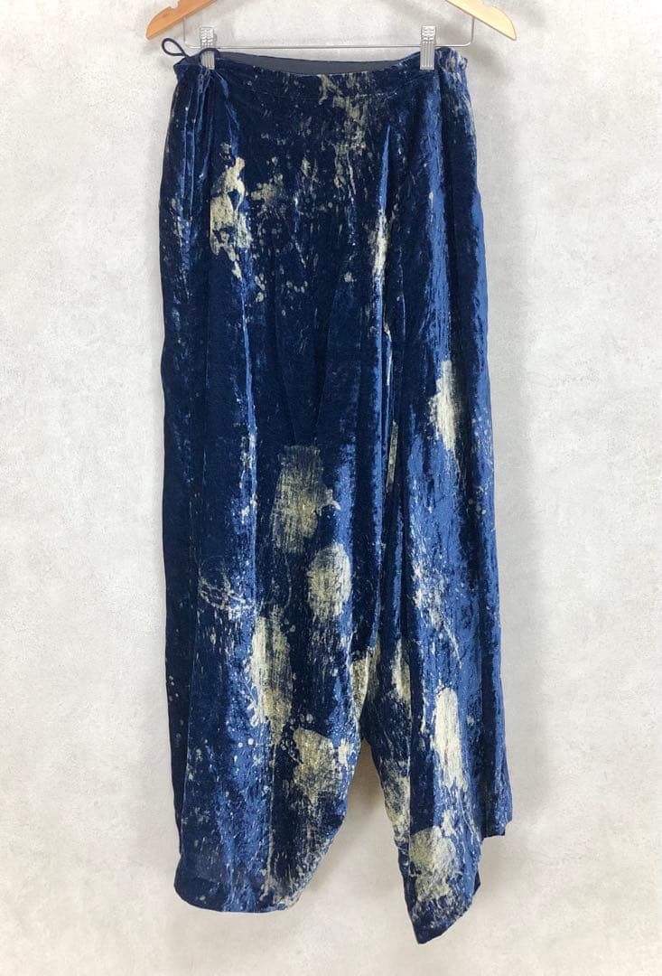 Y's ワイズ 2019SS ベロア サルエルワイドパンツ ネイビー