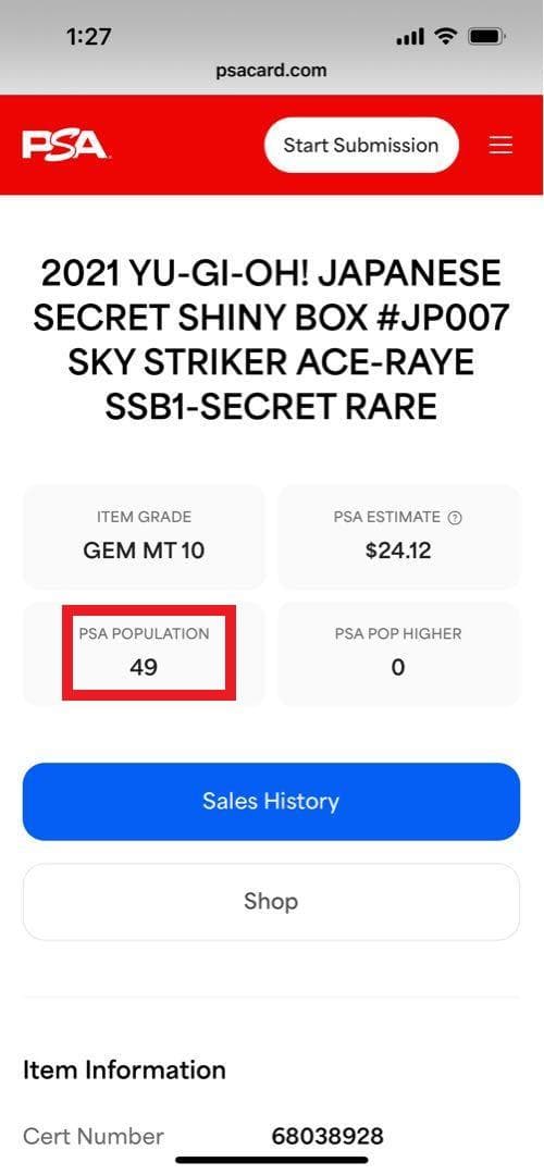 【PSA10:鑑定49枚】閃刀姫－レイ 通常絵　遊戯王