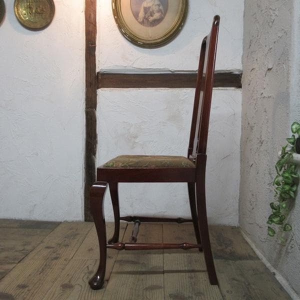 イギリス アンティーク 家具 クイーンアンチェア 猫脚 椅子 英国 4635d