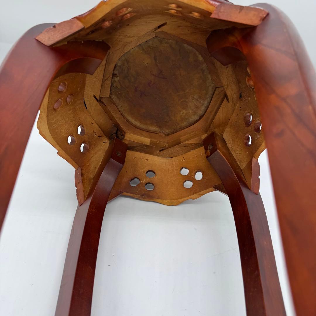 李朝様式家具 銘木 花梨 透かし彫り サイドテーブル 八角形 花台 飾り台