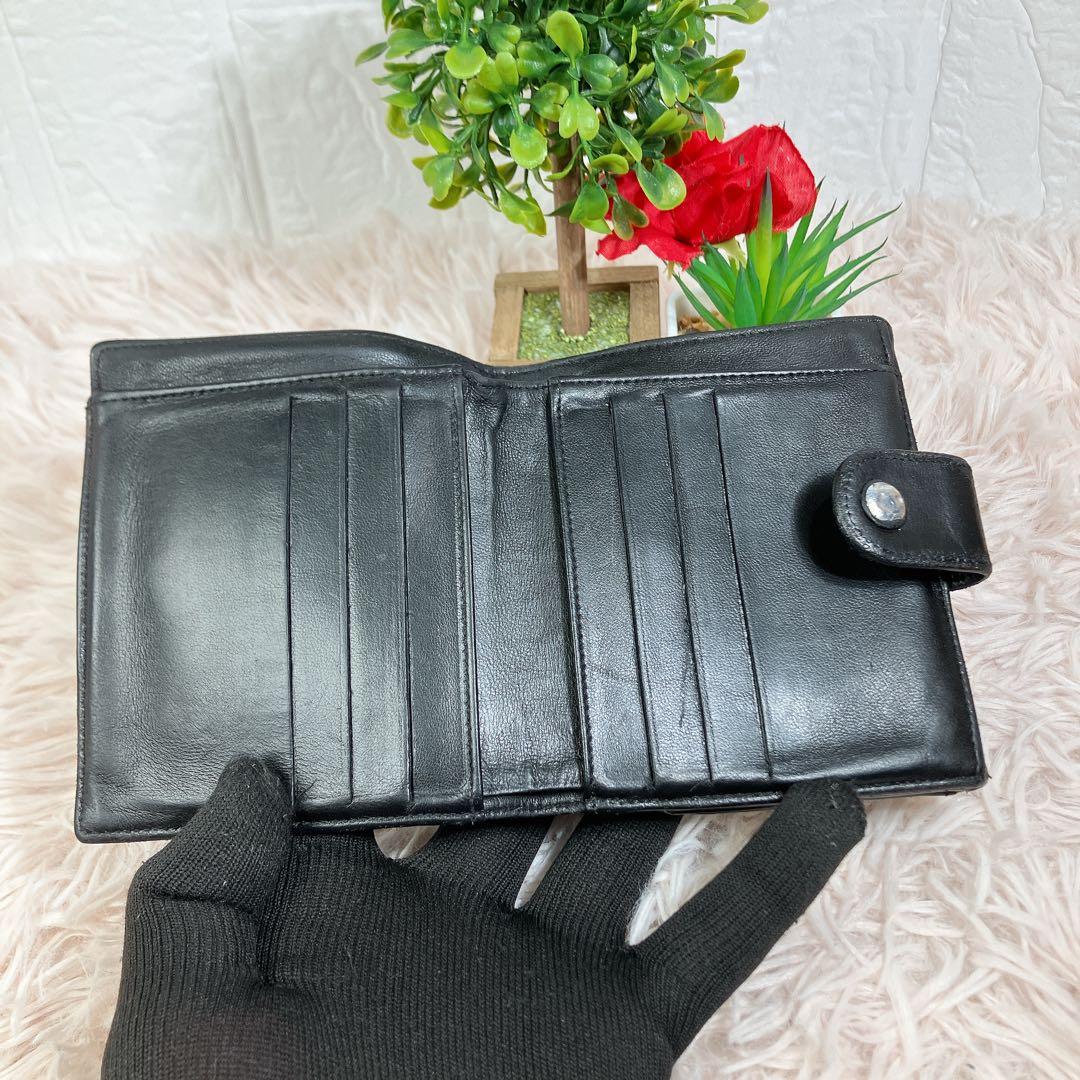 CHANEL シャネル ココ ラムレザー 二つ折り ブラック Wホック