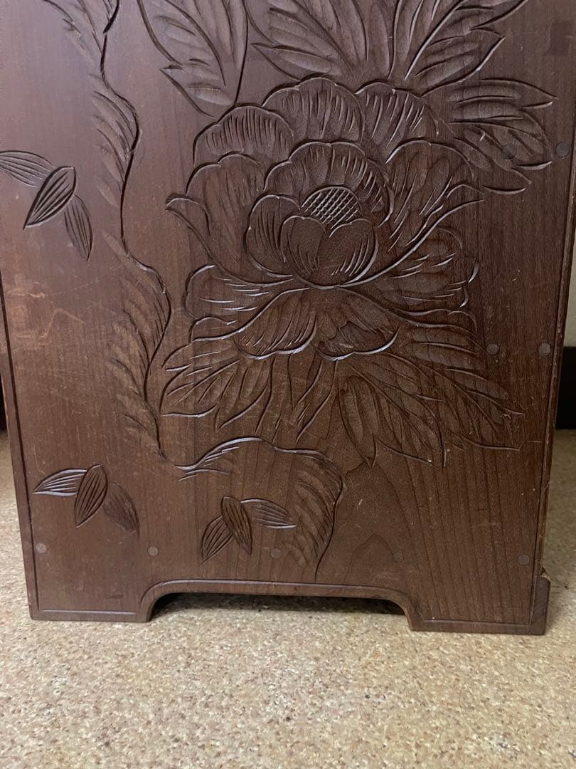 希少　アンティーク　日光彫？軽井沢彫？箪笥　5段式　引き出し　入手困難