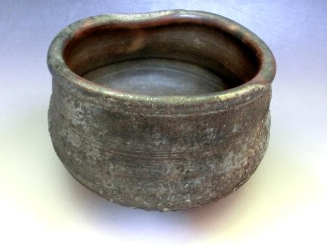 建水■古備前 陶器建水 歪み茶器 古いお茶道具 古美術 時代物 骨董品■