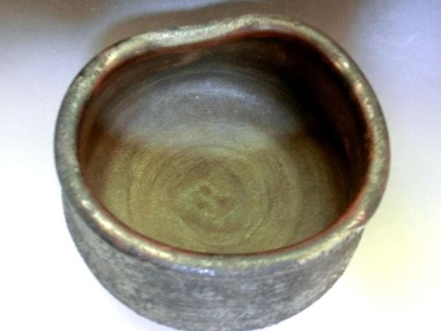 建水■古備前 陶器建水 歪み茶器 古いお茶道具 古美術 時代物 骨董品■