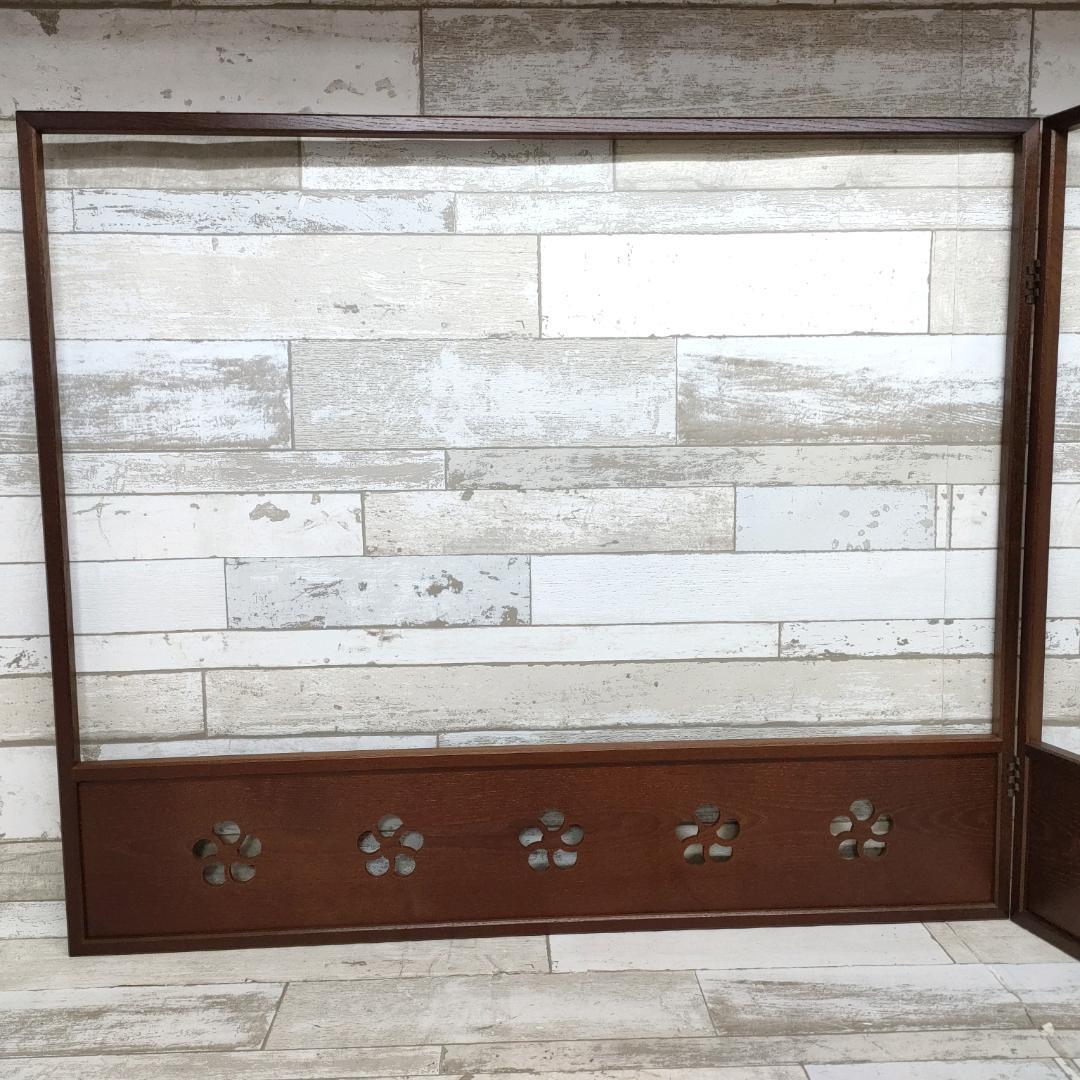 K26 茶道具 女桑 風炉先 屏風 ねじれ梅 透かし 両面 結界 仕切 茶会