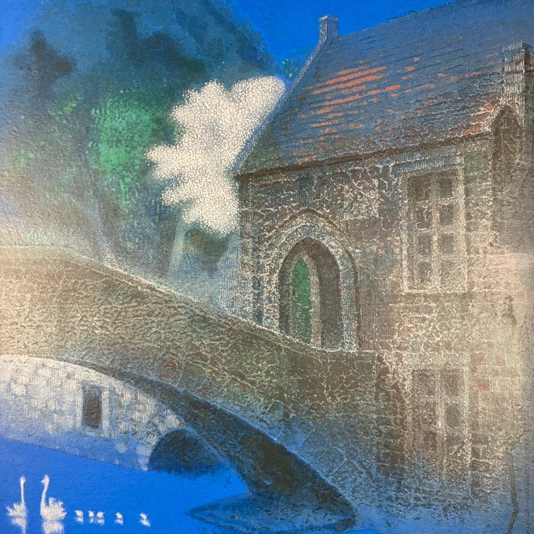 美品 野村義照「ブルージュ」シルクスクリーン 直筆サイン・証明シール有 ベルギー