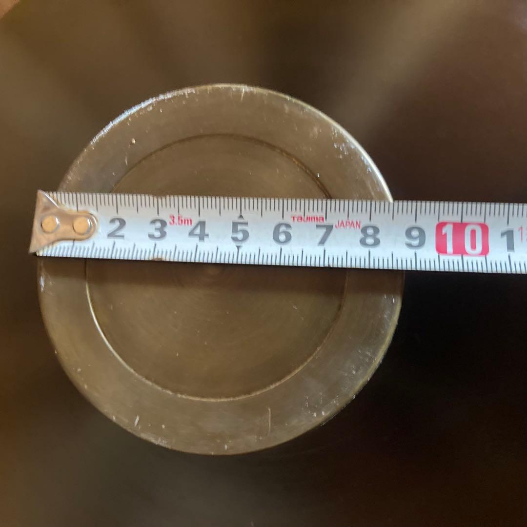 華道具　池坊　薄端　銅製花器　花入　生け花　三足　唐金製　山水　銅器　インテリア