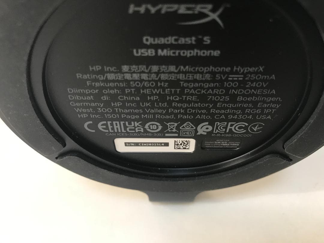 HyperX QuadCast S スタンドアロンマイク ブラック