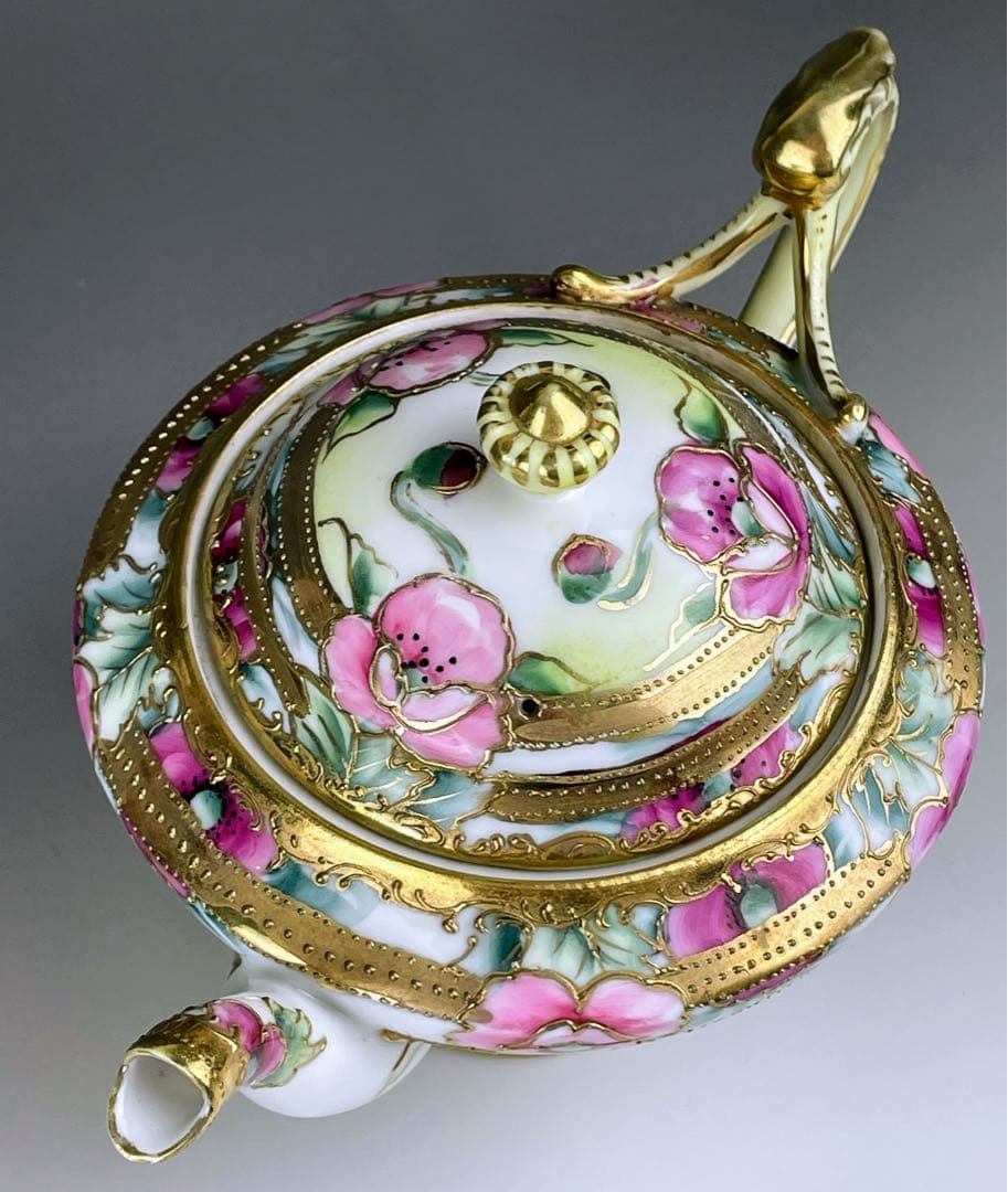 【大き目】オールドノリタケ 花紋 ティーポット アールヌーボー アールデコ