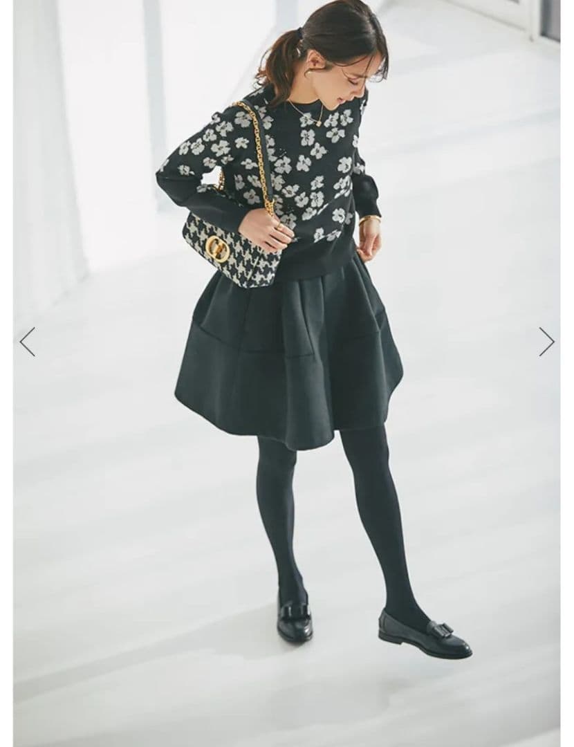 セブンテン　ハイウエストフレアキュロット　ブラック　M