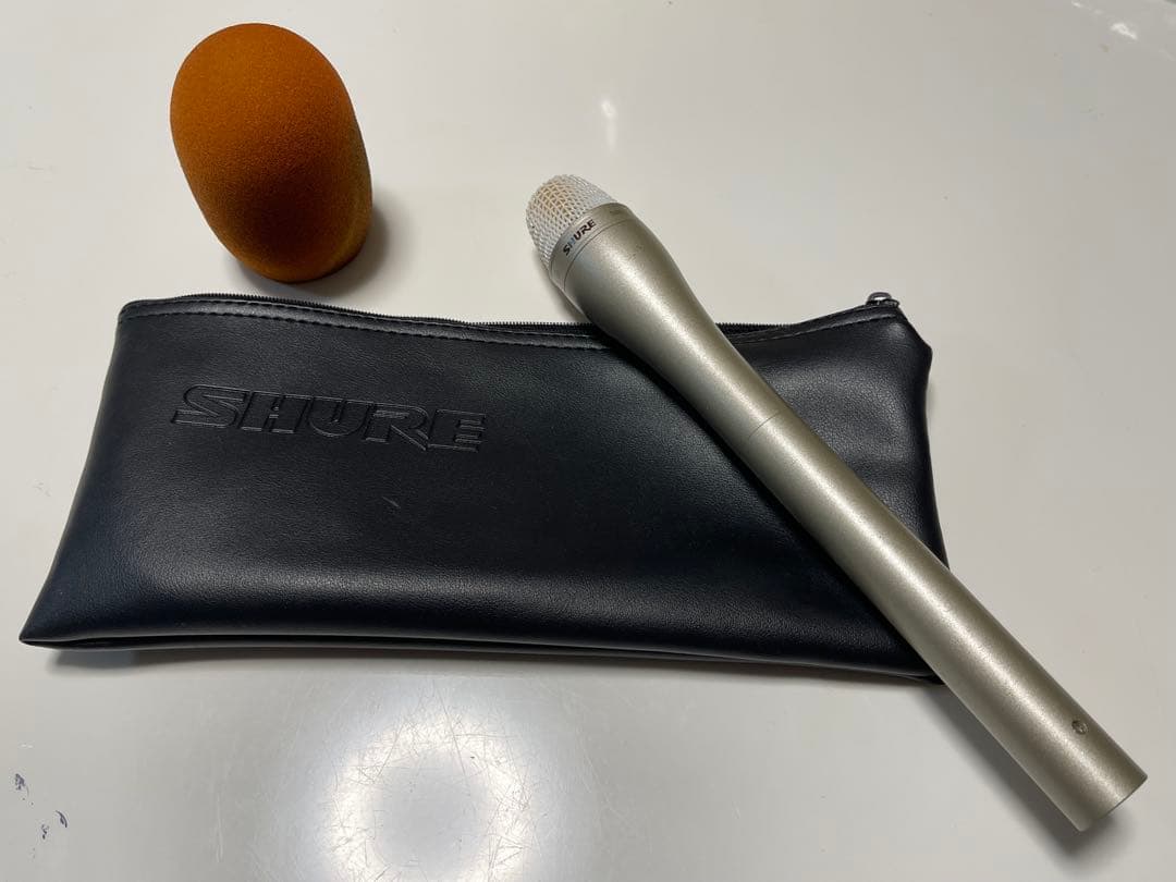 SHURE SM63Lインタビュー用ダイナミックマイク 風防とポーチ付き