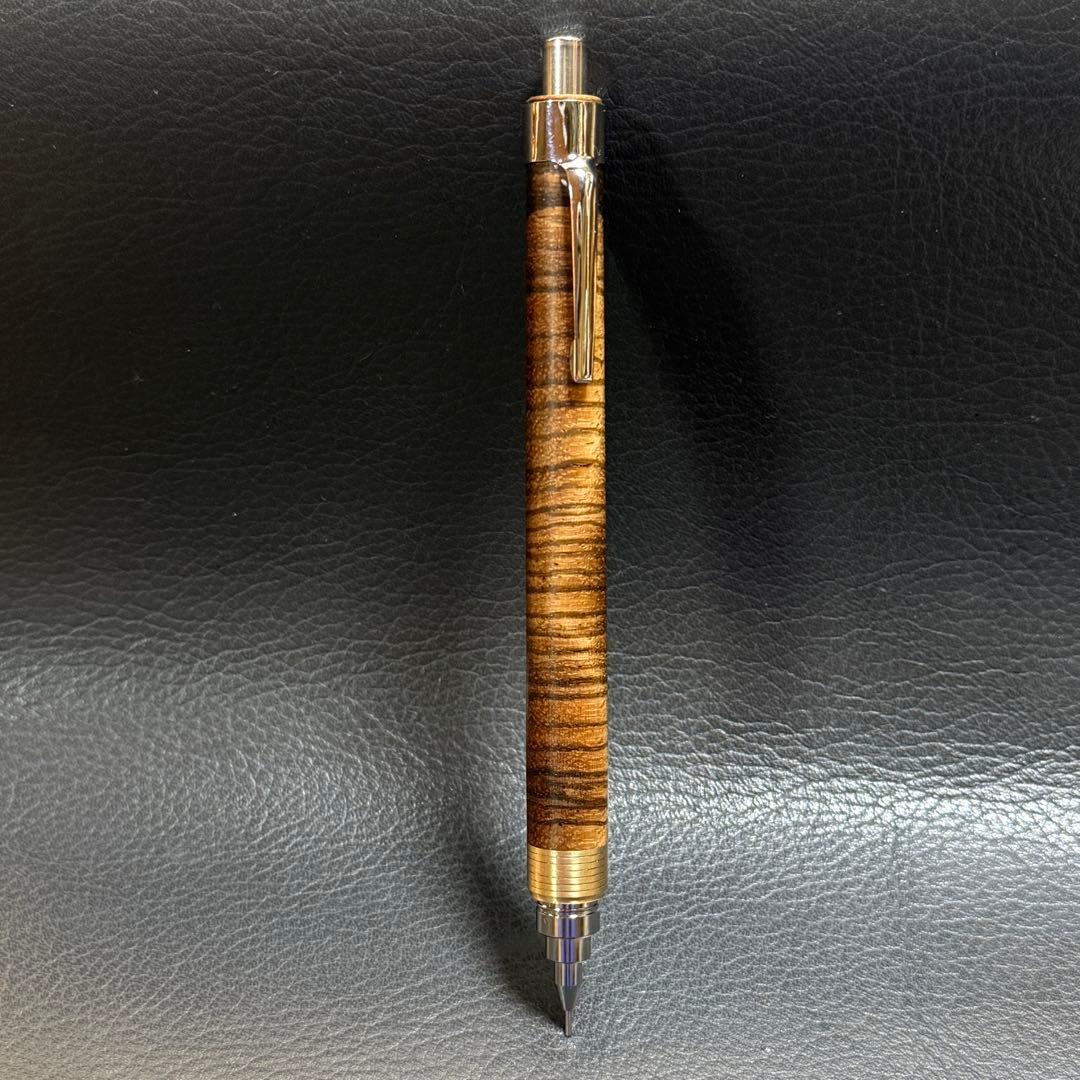 211ゼブラウッド横目スタビ　木製シャーペン　超低重心(溝付き) 真鍮