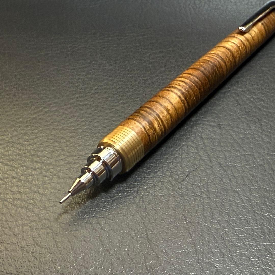 211ゼブラウッド横目スタビ　木製シャーペン　超低重心(溝付き) 真鍮