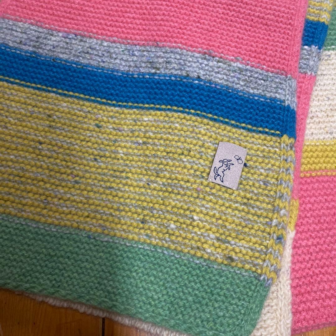 ミナペルホネン×ヒカルノグチ　ロングニットマフラー　マルチボーダー柄