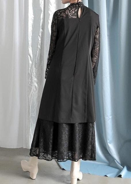 新品☆3L♪レース×ジャケット重ね着風ワンピースドレス☆☆A210