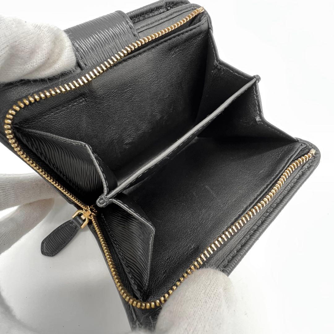 【希少美品✨】 プラダ 二つ折り財布 ヴィッテロムーブ L字ジップ ブラック 黒