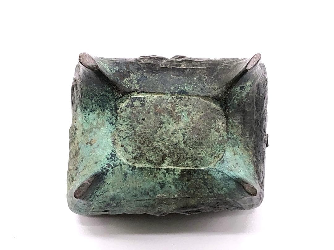 【 東周青銅香炉 】　方形獣胴四つ足　骨董・古玩　蔵出