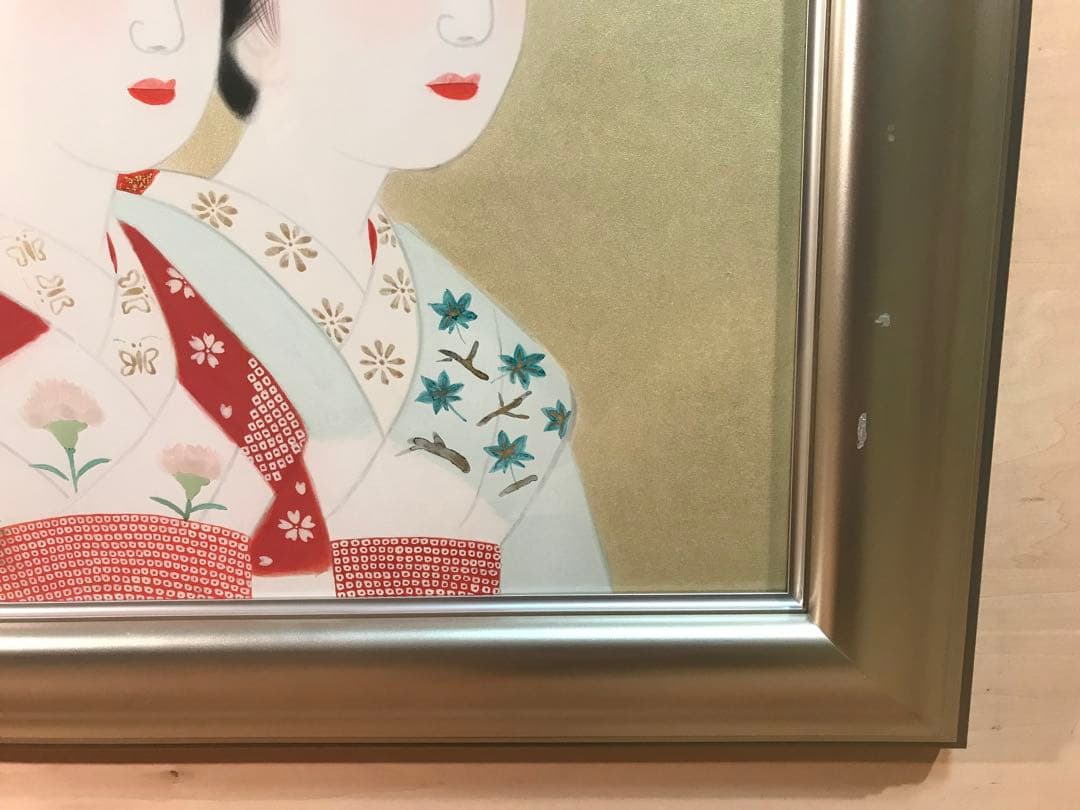 山平貞信　「舞妓」　日本画Ｆ１０号　直筆サイン・落款・共シール有り　③