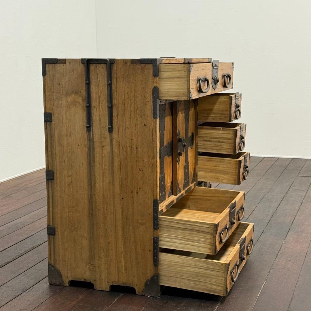 H110K10 リペア済み 和製アンティーク 帳場箪笥 鍵付き 隠しあり